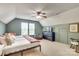 Upstairs bedroom with a pitched ceiling and a cozy seating area at 916 Cadogan Ct, Fort Mill, SC 29708