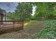 Relaxing wooden deck overlooking a lush backyard with mature trees at 11619 Rimrock Canyon Dr, Charlotte, NC 28226