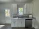 Bright kitchenette with white cabinets, granite countertops, stainless dishwasher and door to exterior at 1312 7Th St, Statesville, NC 28677