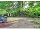 This verdant backyard features mature shade trees and a wood fence in the background at 4913 Winchester St, Charlotte, NC 28208
