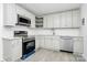 Modern kitchen with white cabinetry, stainless steel appliances, and sleek countertops, offering a bright and functional cooking space at 4913 Winchester St, Charlotte, NC 28208