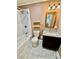 Well-maintained bathroom featuring tiled shower, granite counter and modern fixtures at 820 Kerley Ct, Statesville, NC 28677
