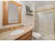 Bathroom with granite vanity, and glass enclosed shower at 1014 Covewood Ct, Charlotte, NC 28270