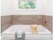 Relaxing soaking tub with a tiled surround and a window view in a serene bathroom at 10743 Ola Dr, Fort Mill, SC 29707