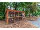 Backyard features a chicken coop in a lush, green, tree-lined area at 10743 Ola Dr, Fort Mill, SC 29707