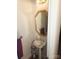 Small bathroom with pedestal sink, ornate mirror, and decorative fixtures at 1253 Iverleigh Trl, Charlotte, NC 28270