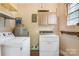 Laundry room features a washer, dryer, shelving, and exterior window at 1405 8Th Nw Ave, Conover, NC 28613