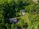 Aerial view of a home with a pool and lush backyard surrounded by mature trees at 1575 Lewis Farm Rd, Kings Mountain, NC 28086