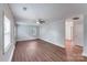 Bright living room with hardwood floors and a ceiling fan at 2214 Grimes St, Charlotte, NC 28206