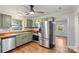 Updated kitchen featuring modern stainless appliances and wood countertop at 2953 Enfield Rd, Charlotte, NC 28205