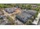 Attractive aerial showcasing a neighborhood with new townhomes under construction and existing residences at 308 Catawba Ave, Davidson, NC 28036