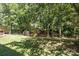 Expansive backyard with mature trees, a play structure, and ample space for outdoor activities at 4232 Saint Audrey Pl, Charlotte, NC 28269