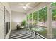 Inviting screened porch with comfortable seating, ceiling fan, and views of the backyard at 608 Camrose Ne Cir, Concord, NC 28025