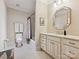 Bathroom with modern vanity, mirror, and a shower-tub combination at 6128 Fletcher Cir, Charlotte, NC 28226