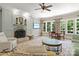 Cozy living room with a fireplace, plush seating, and large windows at 13837 Grand Palisades Pkwy, Charlotte, NC 28278