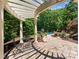 Relaxing outdoor patio area with pergola, landscaping, and view of the pool at 13837 Grand Palisades Pkwy, Charlotte, NC 28278