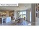 Modern kitchen open to dining area with island, countertops, and pendant lights at 160 Asmodean Ln, Troutman, NC 28166