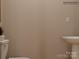 Neutral half bath features a pedestal sink and matching fixtures at 4179 Skyboat Cir, Fort Mill, SC 29715