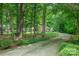 Long, curved driveway leading to a house surrounded by lush greenery and trees at 5208 Black Oak Ln, Waxhaw, NC 28173