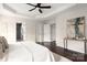 Spacious main bedroom with hardwood floors and tray ceiling at 5951 Carrollton Ln, Charlotte, NC 28210