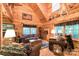 Cozy living room with wood-paneled walls, comfortable seating, and abundant natural light at 95 Odell Ct, Taylorsville, NC 28681