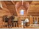 This is a rustic wooden loft with saddle decor and a cozy reading nook overlooking the living area at 95 Odell Ct, Taylorsville, NC 28681