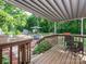 View of a charming deck with seating and view of the backyard, great for outdoor entertaining at 160 Eagle Dr, Salisbury, NC 28144