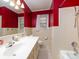 Bathroom features single vanity, patterned floors, and shower-tub combo at 160 Eagle Dr, Salisbury, NC 28144