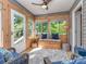 Cozy sunroom with wood paneling, ample natural light, comfortable seating, and views of the outdoors at 214 Wilcrest Dr, Matthews, NC 28105
