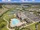 Aerial view of the Carolina Orchards community showcasing a pool, tennis courts, clubhouse, and neighborhood layout at 2364 Delaney Dr, Fort Mill, SC 29715