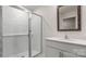 Bathroom with a glass shower and vanity with a framed mirror at 2605 Goose Fair Rd, Maiden, NC 28650