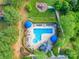 An aerial view of the community pool with shade umbrellas and lots of lounge seating at 3446 Broadwick St, Charlotte, NC 28213