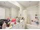 Full bathroom featuring white vanity and shower-tub combo at 3985 Village Nw Blvd, Conover, NC 28613