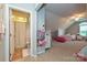 Bathroom with shower, seamlessly connects to a spacious bedroom, creating a convenient and private retreat at 4018 Harmattan Dr, Denver, NC 28037