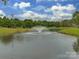 Scenic pond with a fountain feature, surrounded by green landscape at 5607 Fulton Ridge Dr, Indian Trail, NC 28079