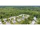 Aerial view showcases a lush green neighborhood with well-maintained lawns and mature trees surrounding residences at 8840 Mullis Forest Ct, Mint Hill, NC 28227