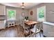 Bright dining area with a rustic wooden table, plenty of natural light, and modern furnishings at 11850 Sugar Hill Rd, Davidson, NC 28036