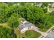 A stunning aerial view of a home surrounded by dense, mature trees and a detached garage at 1822 N New Hope Rd, Gastonia, NC 28054