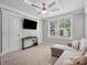 Bedroom with a ceiling fan, recessed lighting, and a large window at 195 Bluebird Ln, Salisbury, NC 28146