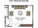 Floor plan of media room featuring seating and room dimensions of 19' x 16'-1