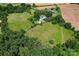 Scenic aerial view of home, pool, and lush green landscape with a partly cloudy sky at 2315 Lanesboro Rd, Marshville, NC 28103