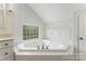 Bright bathroom featuring a large soaking tub under a window, perfect for relaxation at 2315 Lanesboro Rd, Marshville, NC 28103