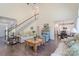 Open-concept living room with hardwood floors, staircase, and a view into the kitchen at 3178 Newcastle Dr # 42, Rock Hill, SC 29732
