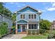 Charming blue two-story home featuring a welcoming front porch and well-maintained landscaping at 331 Solomon St, Charlotte, NC 28216