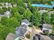Aerial shot of a suburban neighborhood with mature trees, well-maintained homes, and tree-lined streets at 436 Third Baxter St, Fort Mill, SC 29708