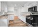 Bright kitchen features white cabinetry, granite countertops and stainless steel appliances at 506 Richards Dr, Shelby, NC 28150