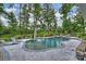 Relaxing backyard pool area, lush landscaping, lounge chairs, and a serene setting make this space inviting at 562 Preservation Dr, Fort Mill, SC 29715