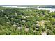 An aerial view of a neighborhood with houses nestled among lush trees and a large body of water in the distance at 6795 Montgomery Rd, Lake Wylie, SC 29710