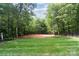 The backyard is turfed and surrounded by woods at 6795 Montgomery Rd, Lake Wylie, SC 29710
