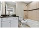 Stylish bathroom with granite countertop, tiled backsplash, and shower/tub combo at 7362 Overjoyed Xing, Charlotte, NC 28215